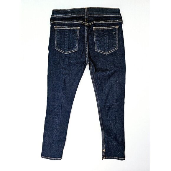 Rag & Bone Size 25X23 Womens Blue Capri Embroidered Pocket Logo Denim Jeans USA - Picture 1 of 13
